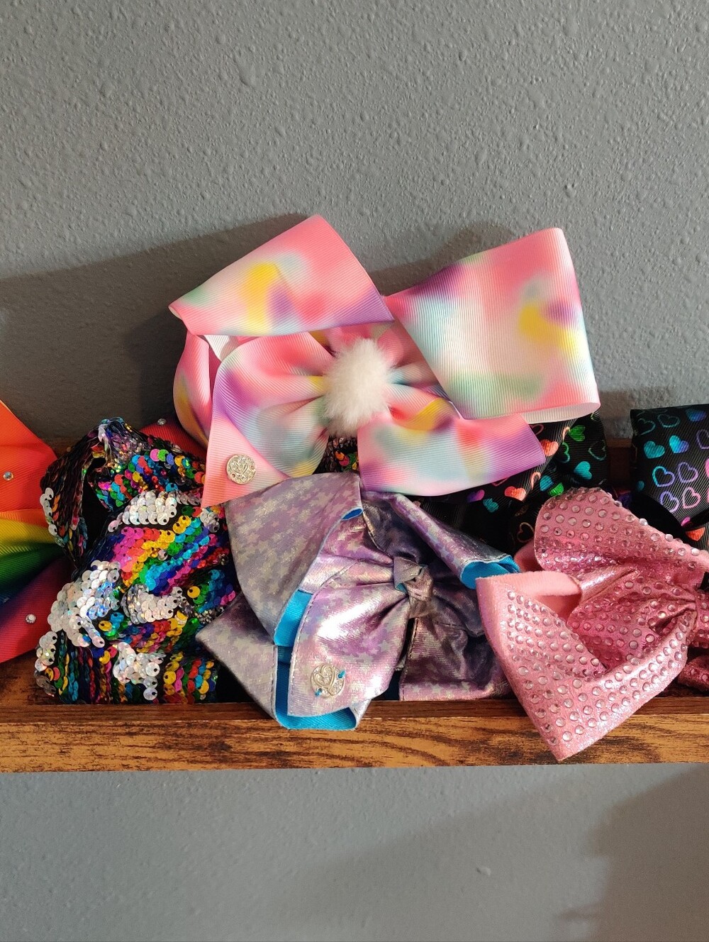 JoJo Siwa Hair Bows Lot Of 6 Multicor Set Accessories Rainbow Sequin Girl Clips